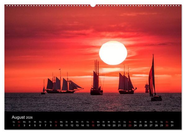 Produktbild: Windjammer auf der Ostsee im Abendlicht (Wandkalender 2026 DIN A2 quer), CALVENDO Monatskalender