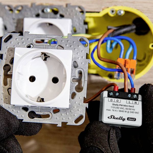 Produktbild: Shelly PM Mini Gen3 Schalt-Messaktor Wi-Fi, Bluetooth