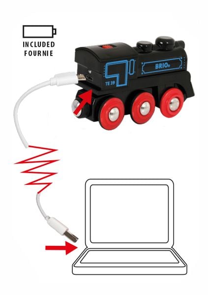 Produktbild: BRIO World - Schwarze Akku-Lok mit Mini-USB