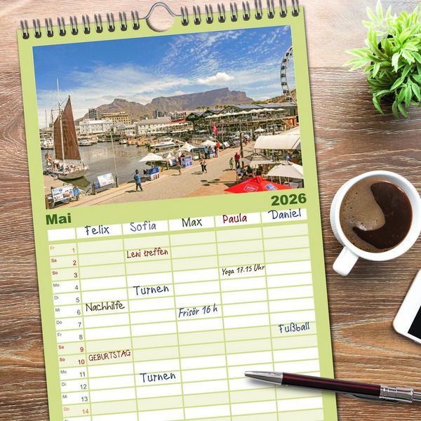 Produktbild: Familienplaner 2026 - Kapstadt: Leben unterm Tafelberg mit 5 Spalten (Wandkalender, 21 x 45 cm) CALVENDO