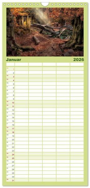 Produktbild: Familienplaner 2026 - Waldgeheimnisse mit 5 Spalten (Wandkalender, 21 x 45 cm) CALVENDO