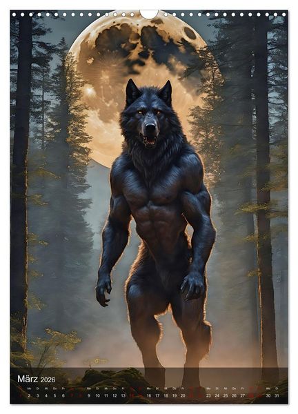 Produktbild: Werw&ouml;lfe - mystischer Mond (Wandkalender 2026 DIN A3 hoch), CALVENDO Monatskalender