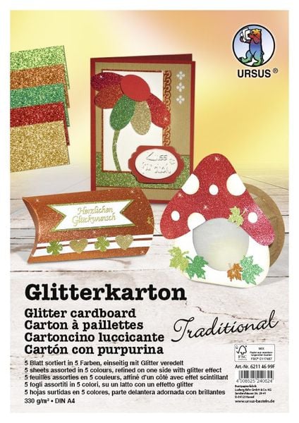 Produktbild: URSUS Spezialpapiere Glitterkarton Tradtional, DIN A4