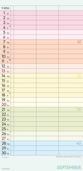Produktbild: Superplaner Farbenfroh 2026 - Familien-Timer 22x45 cm - mit Ferienterminen - 3 Spalten - Wand-Planer - mit vielen Zusatzinformationen - Alpha Edition