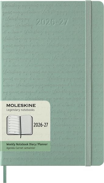 Produktbild: Moleskine 18 Monate Wochen Notizkalender 2026/2027, L/A5, 1 Wo = 1 Seite, rechts linierte Seite, fester Einband, Salbeigr&uuml;n