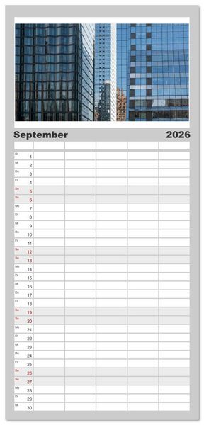 Produktbild: Familienplaner 2026 - Fassadenpoesie &ndash; Muster & Strukturen aus New York mit 5 Spalten (Wandkalender, 21 x 45 cm) CALVENDO