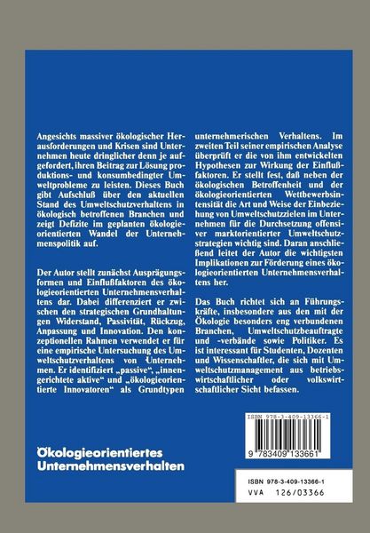 Produktbild: &Ouml;kologieorientiertes Unternehmensverhalten