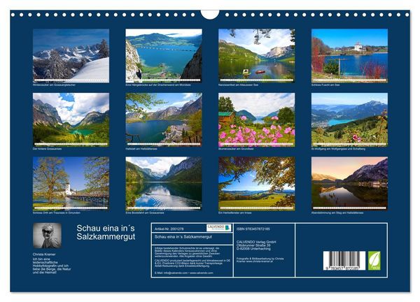 Produktbild: Schau eina in&acute;s Salzkammergut (Wandkalender 2026 DIN A3 quer), CALVENDO Monatskalender