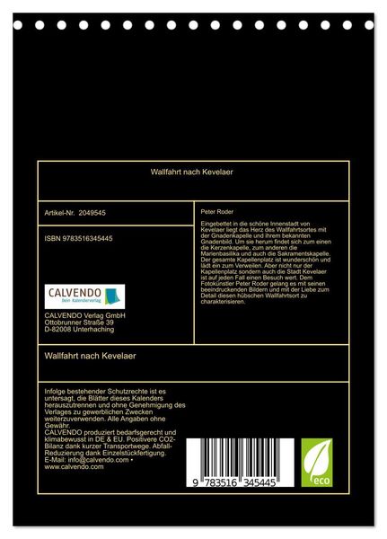Produktbild: Wallfahrt nach Kevelaer (Tischkalender 2026 DIN A5 hoch), CALVENDO Monatskalender