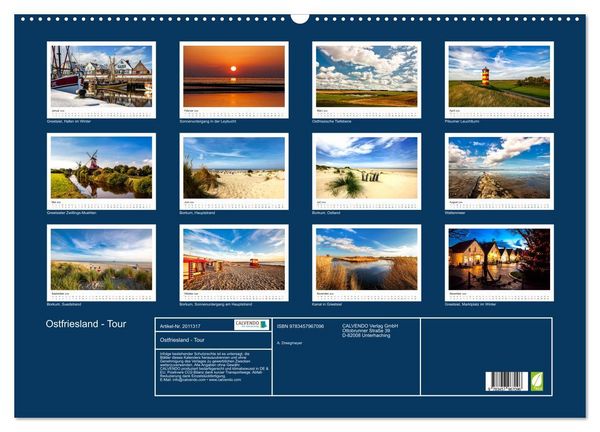 Produktbild: Ostfriesland - Tour (Wandkalender 2026 DIN A2 quer), CALVENDO Monatskalender