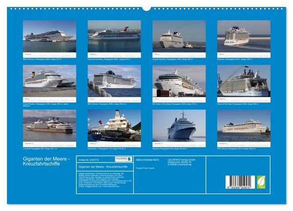 Produktbild: Giganten der Meere - Kreuzfahrtschiffe (hochwertiger Premium Wandkalender 2027 DIN A2 quer), Kunstdruck in Hochglanz