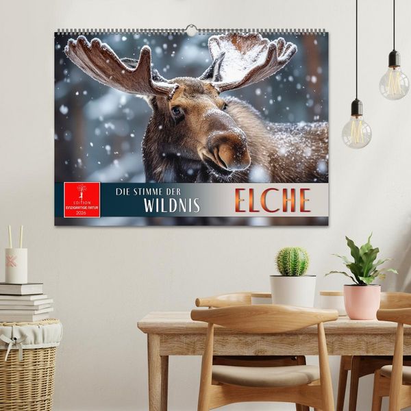 Produktbild: Elche - die Stimme der Wildnis (Wandkalender 2026 DIN A2 quer), CALVENDO Monatskalender