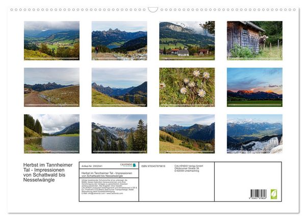 Produktbild: Herbst im Tannheimer Tal - Impressionen von Schattwald bis Nesselw&auml;ngle (Wandkalender 2026 DIN A2 quer), CALVENDO Monatskalender