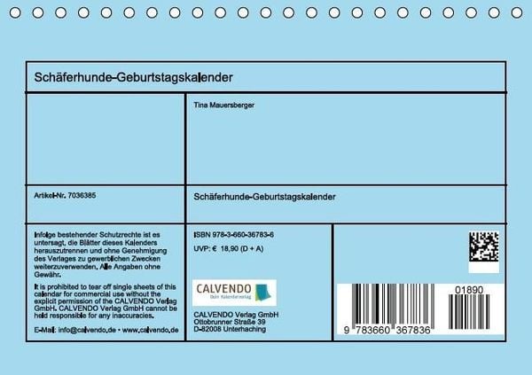 Produktbild: Der Schäferhunde-Geburtstagskalender (Tischkalender immerwährend DIN A5 quer)