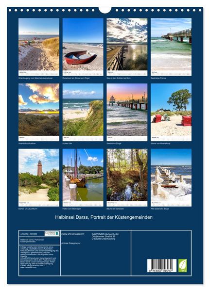 Produktbild: Halbinsel Darss, Portrait der K&uuml;stengemeinden (Wandkalender 2026 DIN A3 hoch), CALVENDO Monatskalender