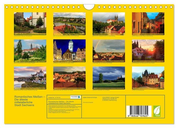 Produktbild: Romantisches Mei&szlig;en &ndash; Die &auml;lteste mittelalterliche Stadt Sachsens (Wandkalender 2026 DIN A4 quer), CALVENDO Monatskalender