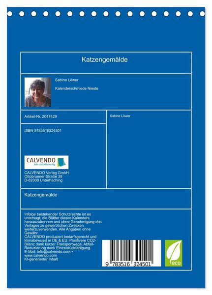 Produktbild: Katzengem&auml;lde (Tischkalender 2026 DIN A5 hoch), CALVENDO Monatskalender