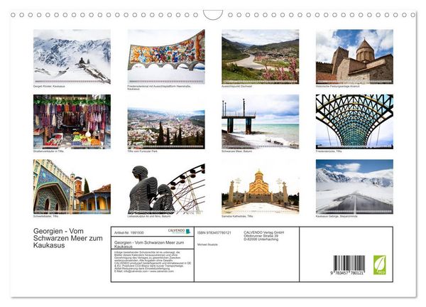 Produktbild: Georgien - Vom Schwarzen Meer zum Kaukasus (Wandkalender 2026 DIN A3 quer), CALVENDO Monatskalender