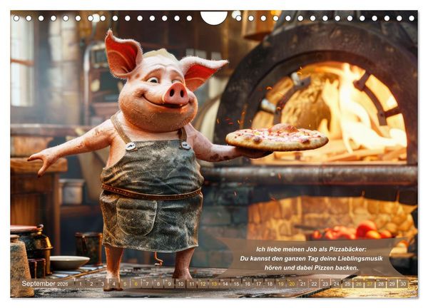 Produktbild: Tierisch lustige Pizzab&auml;cker (Wandkalender 2026 DIN A4 quer), CALVENDO Monatskalender