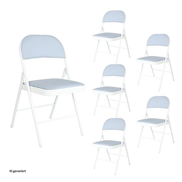 Produktbild: HTI-Living Klappstuhl Kunstleder Gestell Wei&szlig; 6er-Set Klappstuhl Kunstleder Gestell Wei&szlig; 6er-Set