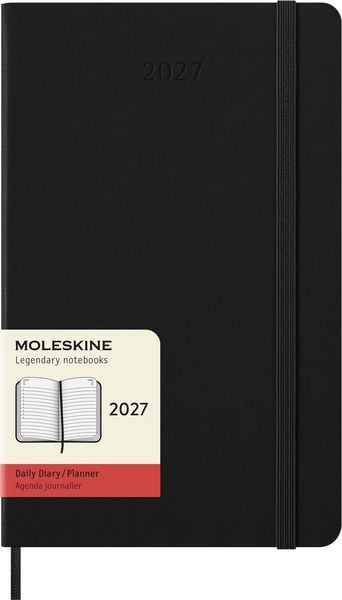 Produktbild: Moleskine 12 Monate Tageskalender 2027, Large/A5, 1 Tag = 1 Seite, fester Einband, Schwarz