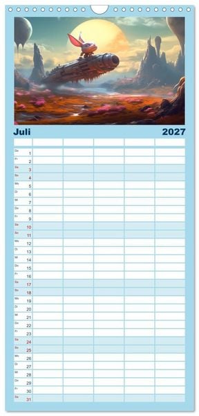 Produktbild: Familienplaner 2027 - Spannendes Weltraumabenteuer mit 5 Spalten (Wandkalender, 21 x 45 cm) CALVENDO