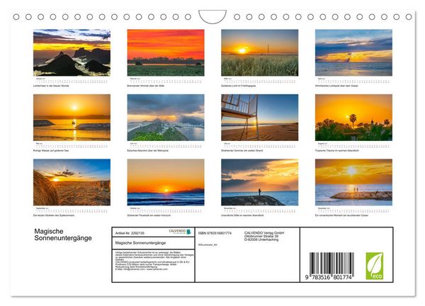 Produktbild: Magische Sonnenunterg&auml;nge (Wandkalender 2027 DIN A4 quer), CALVENDO Monatskalender