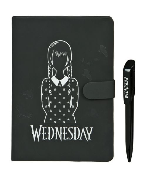 Produktbild: Undercover Schreibset Notizbuch mit Kugelschreiber, Wednesday A5 Notizbuch Set, Magnetverschluss, 80 Blatt Papier