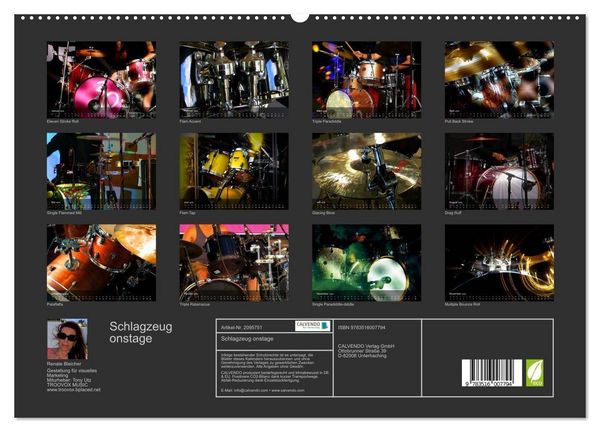 Produktbild: Schlagzeug onstage (hochwertiger Premium Wandkalender 2026 DIN A2 quer), Kunstdruck in Hochglanz