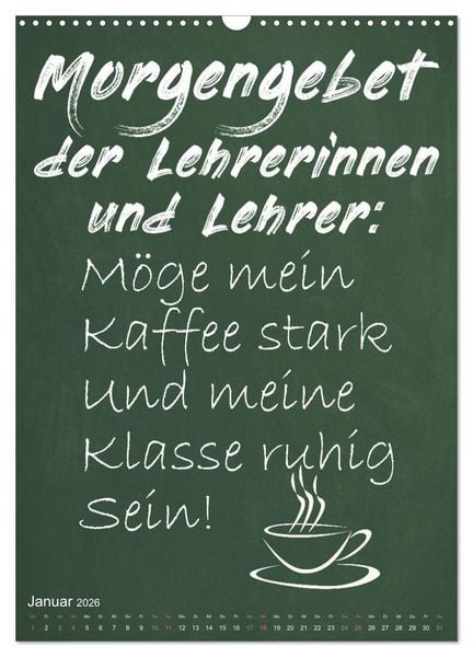 Produktbild: Coole Lehrerspr&uuml;che (Wandkalender 2026 DIN A3 hoch), CALVENDO Monatskalender