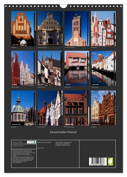 Produktbild: Zauberhaftes Wismar (Wandkalender 2026 DIN A3 hoch), CALVENDO Monatskalender