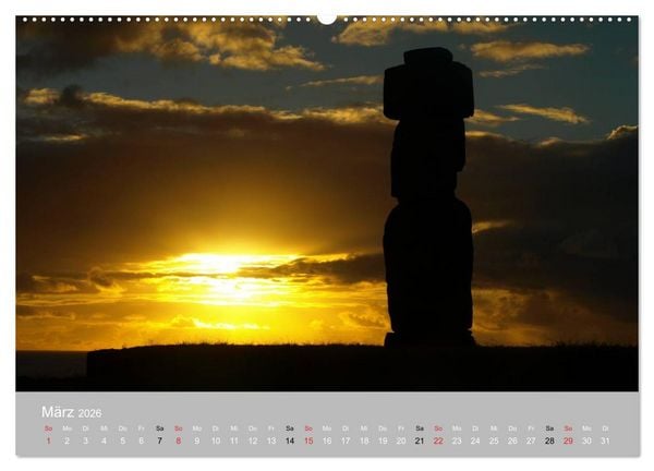 Produktbild: MOAI - steinerne W&auml;chter der Osterinsel (hochwertiger Premium Wandkalender 2026 DIN A2 quer), Kunstdruck in Hochglanz