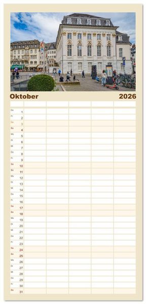 Produktbild: Familienplaner 2026 - Bonn Impressionen mit 5 Spalten (Wandkalender, 21 x 45 cm) CALVENDO