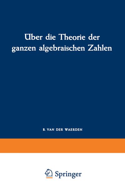 Produktbild: &Uuml;ber die Theorie der ganzen algebraischen Zahlen