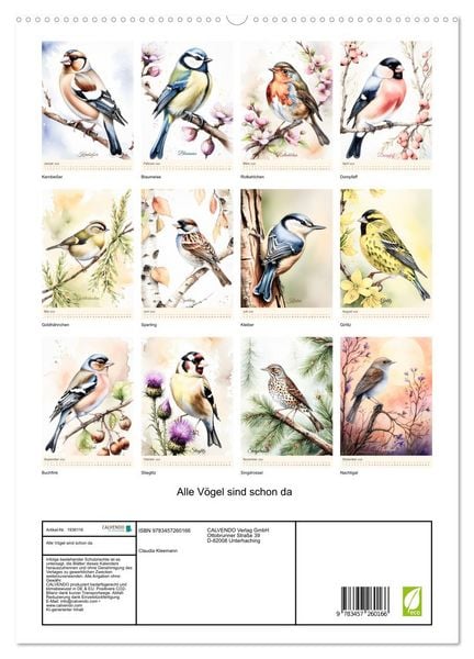 Produktbild: Alle V&ouml;gel sind schon da (hochwertiger Premium Wandkalender 2026 DIN A2 hoch), Kunstdruck in Hochglanz