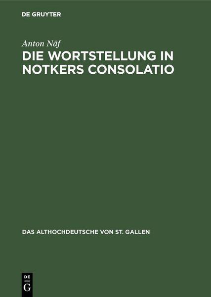 Produktbild: Die Wortstellung in Notkers Consolatio