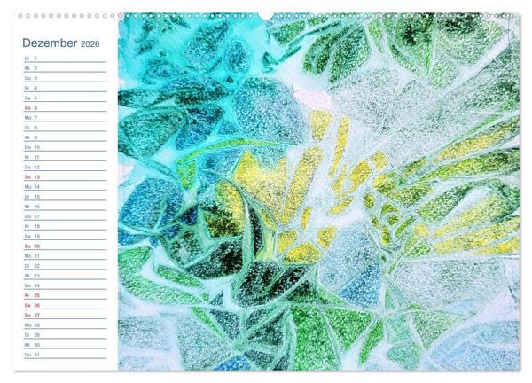 Produktbild: Jadegr&uuml;n und K&ouml;nigsblau - Zauberhafte Aquarellexperimente in Gr&uuml;n und Blau (hochwertiger Premium Wandkalender 2026 DIN A2 quer), Kunstdruck in Hochglanz