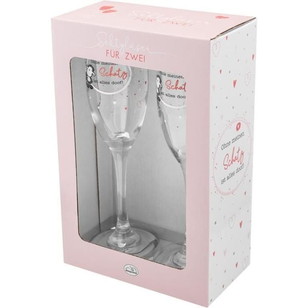 Sektglas Set Motiv "SCHATZ"