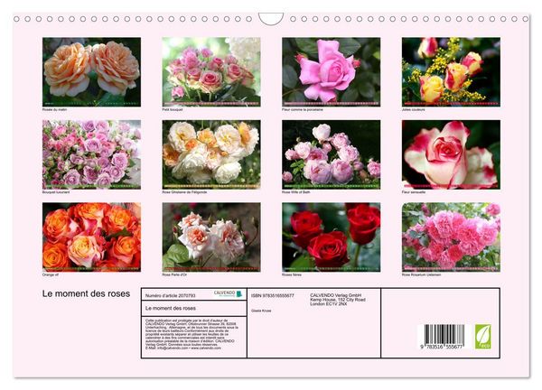 Produktbild: Le moment des roses (Calendrier mural 2026 DIN A3 vertical), CALVENDO calendrier mensuel