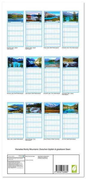 Produktbild: Familienplaner 2026 - Kanadas Rocky Mountains: Zwischen Gipfeln & glasklaren Seen mit 5 Spalten (Wandkalender, 21 x 45 cm) CALVENDO