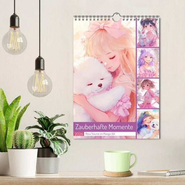 Produktbild: Zauberhafte Momente. Rosa Tr&auml;ume im Manga-Stil (Wandkalender 2026 DIN A4 hoch), CALVENDO Monatskalender