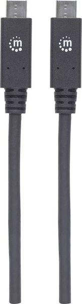 Produktbild: Manhattan USB-Kabel USB 3.2 Gen1 USB-C&reg; Stecker, USB-C&reg; Stecker 1.00 m Schwarz beidseitig verwendbarer Stecker 355223