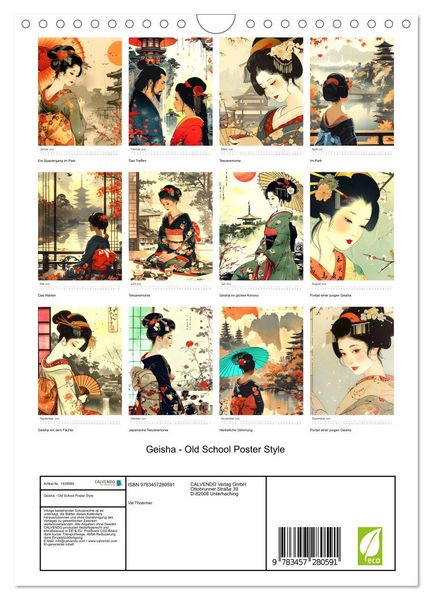 Produktbild: Geisha - Old School Poster Style (Wandkalender 2026 DIN A4 hoch), CALVENDO Monatskalender
