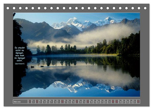 Produktbild: Naturwunder Neuseeland - in Bild und Text (Tischkalender 2026 DIN A5 quer), CALVENDO Monatskalender