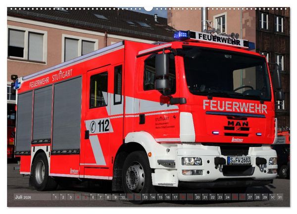 Produktbild: Einsatzfahrzeuge der Feuerwehr Stuttgart (hochwertiger Premium Wandkalender 2026 DIN A2 quer), Kunstdruck in Hochglanz