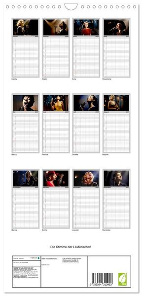 Produktbild: Familienplaner 2027 - Die Stimme der Leidenschaft mit 5 Spalten (Wandkalender, 21 x 45 cm) CALVENDO