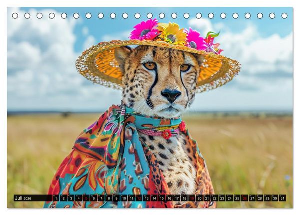 Produktbild: Savannen-Style. Stilvoller Raubkatzen-Chic (Tischkalender 2026 DIN A5 quer), CALVENDO Monatskalender