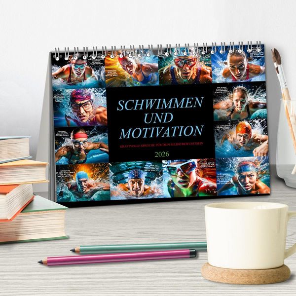 Produktbild: Schwimmen und Motivation (Tischkalender 2026 DIN A5 quer), CALVENDO Monatskalender