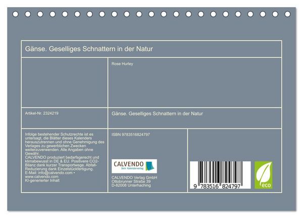 Produktbild: G&auml;nse. Geselliges Schnattern in der Natur (Tischkalender 2027 DIN A5 quer), CALVENDO Monatskalender