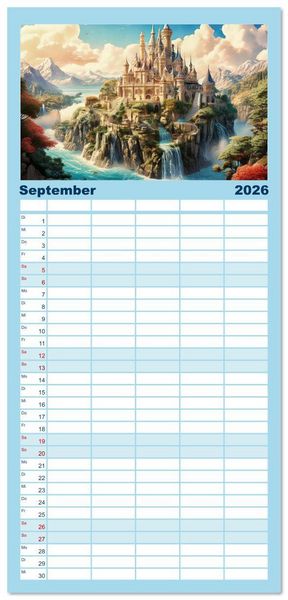 Produktbild: Familienplaner 2026 - Romantische Ritterburgen mit 5 Spalten (Wandkalender, 21 x 45 cm) CALVENDO